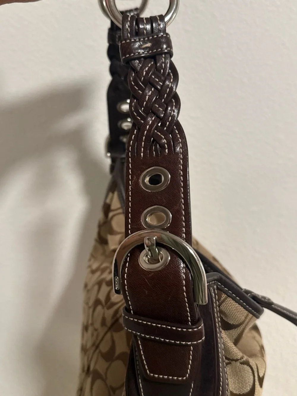 Coach Brown Signature Canvas Shoulder Bag